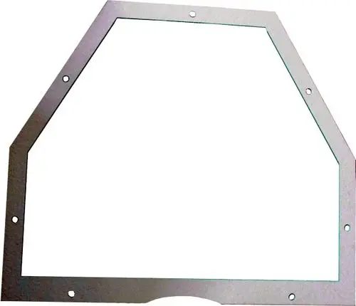 Flachdichtung für Abgassammelkasten, gefertigt aus einem metallischen Material mit mehreren Montagebohrungen. Geeignet für Wolf Produkte.